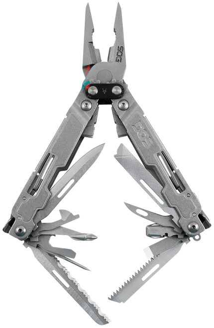 S.O.G SOGPA2001CP PowerAccess Deluxe Stone Washed Stainless Steel 21 Tools w/Sheath