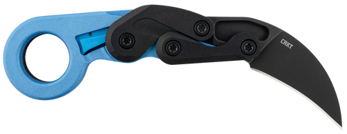 CRKT 4041B Provoke  2.47" Folding Hawkbill Plain Black Stonewashed 4116 Stainless Steel Blade/Blue Metallic Grivory Handle