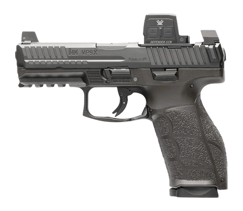 HK 81001357 VP9A1 X w/Optic Full Size Frame 9mm Luger 15+1 4.09" Black Barrel, Black Steel Serrated w/Optic Slide, Black Polymer Frame w/Picatinny Rail, Textured Grip, Vortex CCW