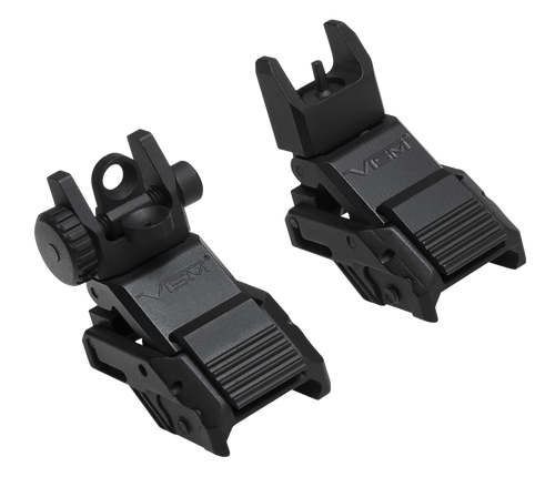 NcStar VMARFLC Pro Series Flip Up Front and Rear Sights  Black Flip Up for AR-Platform