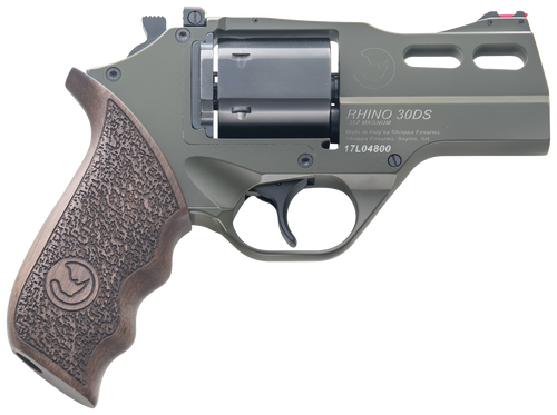 Chiappa Firearms CF340285 Rhino 30SAR *CA Compliant Small Frame 357 Mag 6 Shot, 3" Green Cerakote Steel Barrel, Blued Steel Cylinder, Green Cerakote Aluminum Frame, Walnut Grip, Exposed Hammer