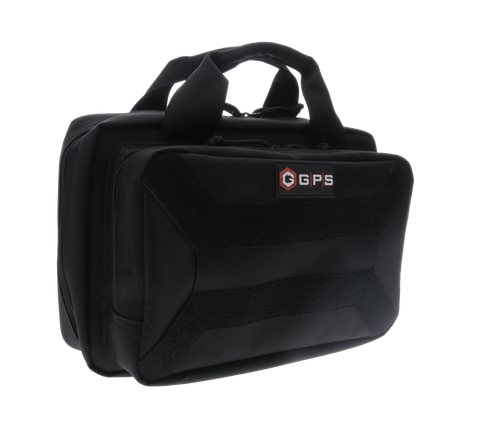 GPS Bags PC15 Pistol Case  Black 600D Polyester with Mag Storage, Lockable Zippers & Cushioned Compartment Holds 1 Handgun