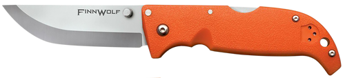 Cold Steel CS20NPJ Finn Wolf 3.50" Folding Straight Back Plain Satin Polished AUS-8A SS Blade/Blaze Orange Griv-Ex Handle Includes Pocket Clip