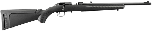 Ruger 8312 American Rimfire Full Size 17 HMR 9+1 18" Satin Blued Threaded Barrel & Alloy Steel Receiver w/Integral Scope Mount, Black Fixed Synthetic Stock, Right Hand