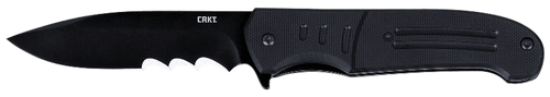 CRKT 6885 Ignitor  3.48" Folding Drop Point Part Serrated Black Oxide 8Cr13MoV SS Blade/Black G10 Handle Includes Pocket Clip