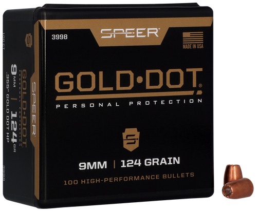 Speer 3998 Gold Dot Personal Protection 9mm 124gr Hollow Point 100 Per Box/5 Case