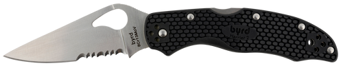 Spyderco BY01PSBK2 Byrd Harrier 2 Lightweight 3.36" Folding Part Serrated 3Cr13MoV SS Blade Black  Textured FRN Handle Includes Pocket Clip