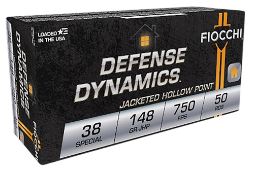 Fiocchi 38E Defense Dynamics  38Special 148gr Jacketed Hollow Point 50 Per Box/20 Case