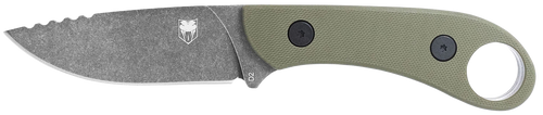 CobraTec Knives SD2DNSODGGEN2 Skinner Gen II 3.50" Fixed Plain Stonewashed D2 Steel Blade, 4.31" OD Green Textured G10 Scales Handle w/Finger Ring