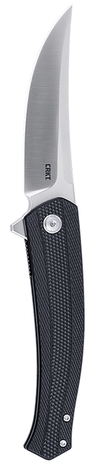 CRKT 7060 Persian  EDC 3.44" Folding Trailing Point Plain Satin D2 Steel Blade, Black Textured GRN Handle