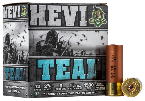 HEVI-Shot HS61226 HEVI-Teal  12Gauge 2.75" 1 1/8oz 6Shot 25 Per Box/10 Case