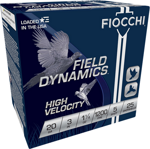 Fiocchi 203HV5 Field Dynamics High Velocity 20Gauge 3" 1 1/4oz 5Shot 25 Per Box/10 Case