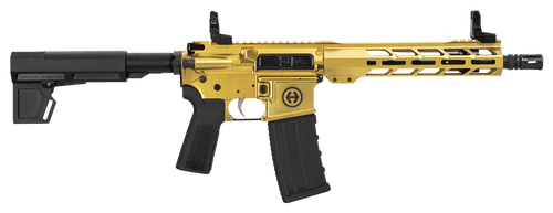 Hi-Point HP15P-556GOLD HP 15P 5.56 NATO 30+1 10.50" Black Threaded Barrel, Gold Aluminum Receiver w/Picatinny Rail, M-LOK Handguard, Blade Black Polymer Brace, Black B5 P Type 23 Grip