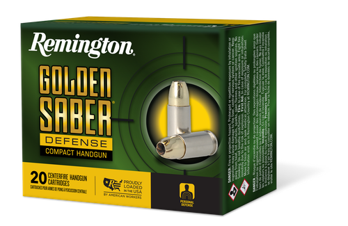Remington Ammunition 27619 Golden Saber Defense 45ACP 230gr Brass Jacketed Hollow Point 20 Per Box/25 Case