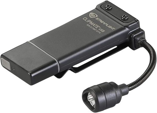 Streamlight 61126 ClipMate USB Clip-On Light  Black 0.2/0.5/10/70 Lumens White/Red LED