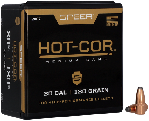 Speer 2007 Hot-Cor  30Cal 130gr Soft Point Flat Nose 100 Per Box/5 Case