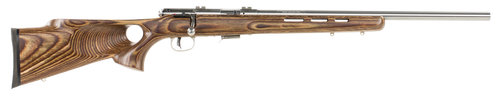 Savage Arms 96200 93R17 BTVSS Full Size 17 HMR 5+1 21" Satin Heavy Button Rifled Barrel, Satin Drilled & Tapped Stainless Steel Receiver, Natural Brown Thumbhole Laminate Stock, Right Hand
