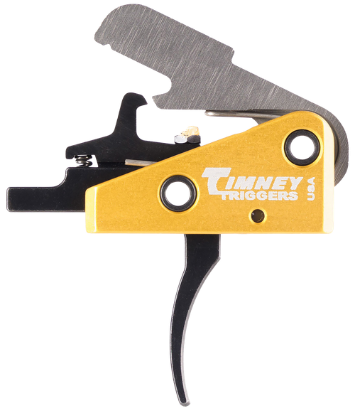 Timney Triggers 667S Competition Trigger  Single-Stage Curved Trigger with 3 lbs Draw Weight & Black/Gold Finish for AR-15