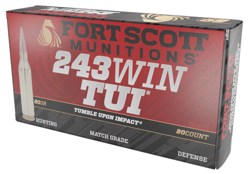 Fort Scott Munitions 243080SCV Tumble Upon Impact (TUI) Rifle 243Win 80gr Solid Copper Spun 20 Per Box/10 Case