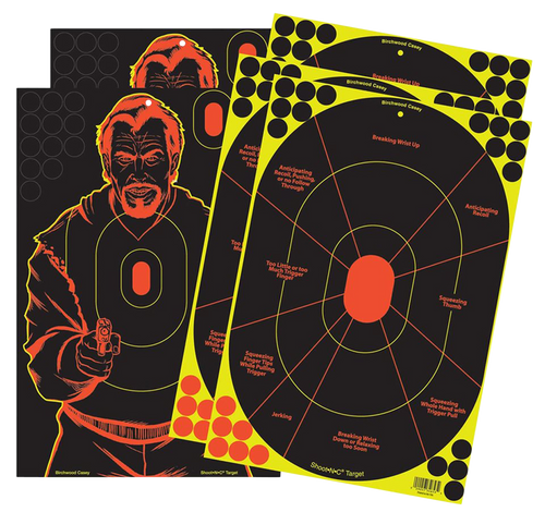 Birchwood Casey 34630 Shoot-N-C Reactive Target Combo Pack Self-Adhesive Paper Multi Color 12"x18" Oval Silhouette/Bad Guy 5 Pack