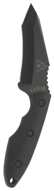 Ka-Bar 2486 TDI Hell Fire 3.56" Fixed Recurve Tanto Plain Black 1095 Cro-Van Blade, Black Ultramid Handle, Includes Sheath