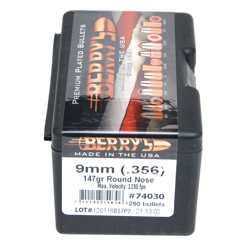 Berry's 74030 Superior Pistol 9mm/356 147gr Round Nose 250/Box