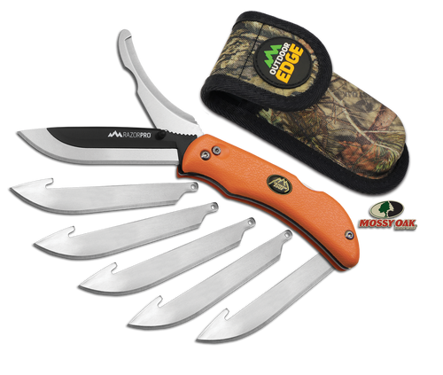 Outdoor Edge RO20C RazorPro  3.50" Folding Razor/Gut Plain/Saw 420J2 Stainless Steel Blade FRN Orange Handle