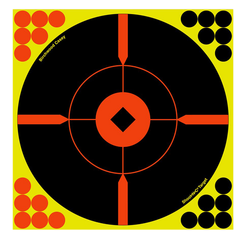 Birchwood Casey 34806 Shoot-N-C Reactive Target Self-Adhesive Paper Black/Yellow/Red 8" Bullseye BMW 6 Pack