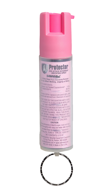 Sabre SRPNBCPKR02 Dog Spray  Capsaicin Range 12 ft 0.75 oz Pink Includes Key Ring