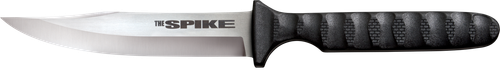 Cold Steel CS-53NBS Spike  4" Fixed Bowie Plain 4116 Stainless Steel Blade/Black Scalloped Griv-Ex Handle Includes Sheath