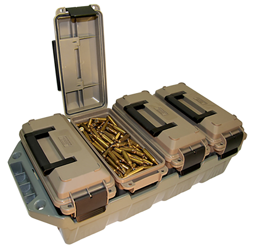MTM Case-Gard AC4C 4-Can Ammo Crate  30Cal Dark Earth/Army Green Polypropylene