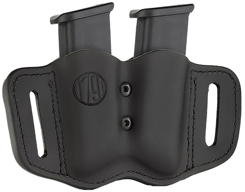 1791 Gunleather MAGF22SBLA MAG-F Double Mag Holster Stealth Black Leather Belt Slide Compatible w/ Double Stack Ambidextrous