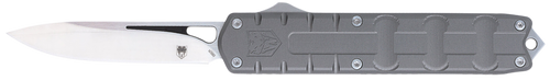 CobraTec Knives CTEGRYM390DNS Enforcer  3.25" OTF Drop Point Plain M390 Steel Blade/Gray Aluminum Handle