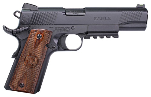 Iver Johnson Arms EAGLELRG2 Eagle Gen2 LR Government 45 ACP 8+1 5" Overall Black QPQ Crowned Barrel, Steel Serrated Slide & Frame w/Beavertail, Dymondwood Engraved w/Logo Grip