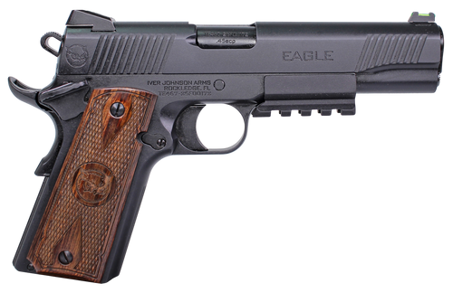 Iver Johnson Arms EAGLELRG2 Eagle Gen2 LR Government 45 ACP 8+1 5" Overall Black QPQ Crowned Barrel, Steel Serrated Slide & Frame w/Beavertail, Dymondwood Engraved w/Logo Grip
