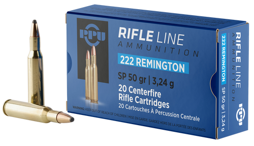 PPU PP222 Standard Rifle  222Rem 50gr Soft Point 20 Per Box/50 Case
