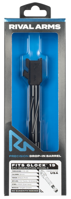 Rival Arms RA20G204A Precision V1 Match Grade 9mm Luger Compatible w/ Glock 19 Gen5, 4.02" Threaded Black PVD Stainless Steel
