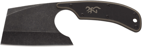 Browning 3220322 Cutoff Camp 2.50" Fixed Cleaver Plain Black Black Oxide Stonewashed 9Cr14MoV SS Blade, Black/Tan G10 Handle