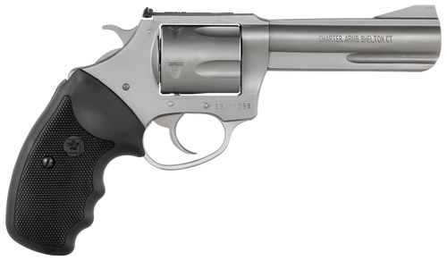 Charter Arms 79942 Pitbull  Large 9mm Luger 5 Shot 4.20" Matte Stainless Steel Barrel, Cylinder & Frame w/Black Finger Grooved Rubber Grip