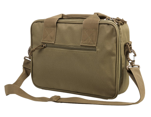 NcStar CPDX2971T VISM Double Pistol Range Bag w/ Mag Pouches Loop Fasteners Zippers Padding & Tan Finish