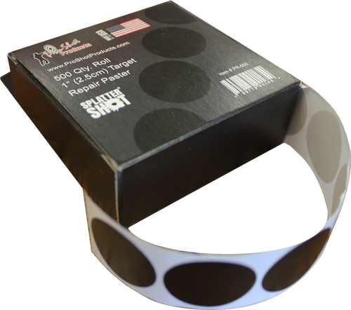 Pro-Shot PR500 SplatterShot Repair Pasters Black 1" Self-Adhesive 500 Per Roll