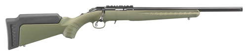 Ruger 8336 American Rimfire Sports South Exclusive Full Size 17 HMR 9+1 18" Satin Blued Steel Threaded Barrel & Alloy Steel Receiver w/Scope Rail, Green Fixed Synthetic Stock, Right Hand