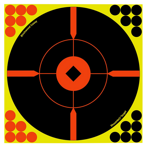 Birchwood Casey 34015 Shoot-N-C Reactive Target Self-Adhesive Paper Black/Yellow/Red 12" Bullseye BMW 5 Pack