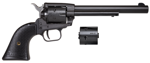 Heritage Mfg SRR22MBS6PG Rough Rider  22 LR/22 WMR 6 Shot/ 6.50" Black Satin Steel Barrel, Frame & Cylinder, Black Polymer Grip, Hammer/Thumb Safety, Exposed Hammer