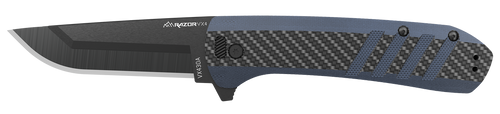 Outdoor Edge VX430CC Razor VX4  3" Folding Plain Carbon Fiber/Blue