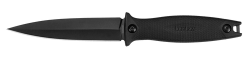 Kershaw 4007 Secret Agent  4.40" Fixed Spear Point Plain Black Oxide 8Cr13MoV SS Blade Black Glass-Filled Nylon Handle Includes Sheath