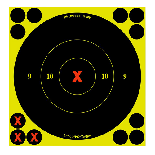 Birchwood Casey 34560 Shoot-N-C Reactive Target Self-Adhesive Paper Black/Yellow 6" X-Bullseye 60 Pack
