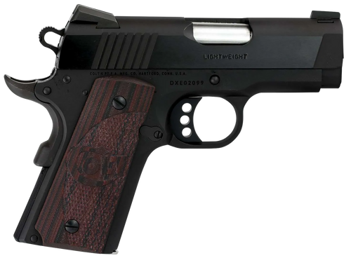 Colt Mfg O7802XE Defender  Compact Frame 9mm Luger 8+1 3" Black Steel Barrel, Blued Serrated Steel Slide, Matte Black Cerakote Aluminum Frame w/Beavertail, Black Cherry Tactical G10 Grip, Ambidextrous