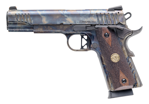 Chiappa Firearms 440235 1911 Superior Full Size Frame 45 ACP 8+1 5" Color Case Hardened Optic Ready/Serrated Slide & Frame,  Walnut Grip, RMR/RMSc Footprint