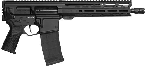 CMMG 30AC278AB Dissent MK4 300 Blackout 30+1 10.50", Black, Picatinny Brace Adapter, 9.60" M-LOK Handguard, Left Side Charging Handle, Zeroed Linear Comp, TriggerTech Trigger, Adj. Gas Block